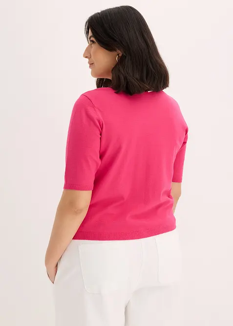 Finstickad cardigan i viskosmix, bonprix