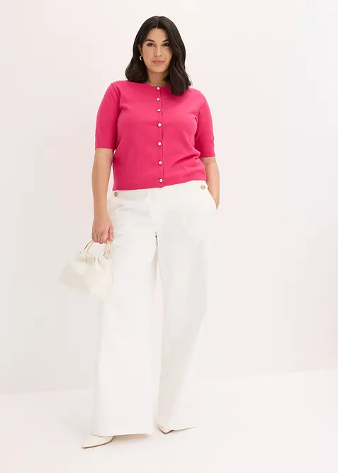 Finstickad cardigan i viskosmix, bonprix