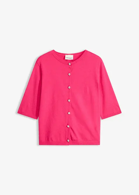 Finstickad cardigan i viskosmix, bonprix