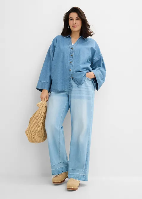 Jeansblus i ekologisk bomull, bonprix