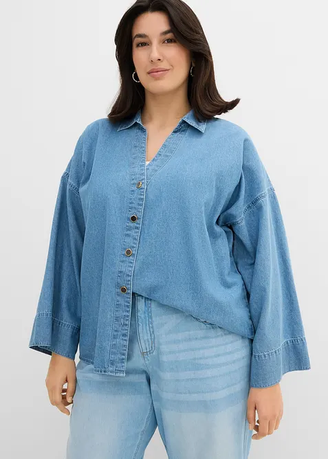 Jeansblus i ekologisk bomull, bonprix