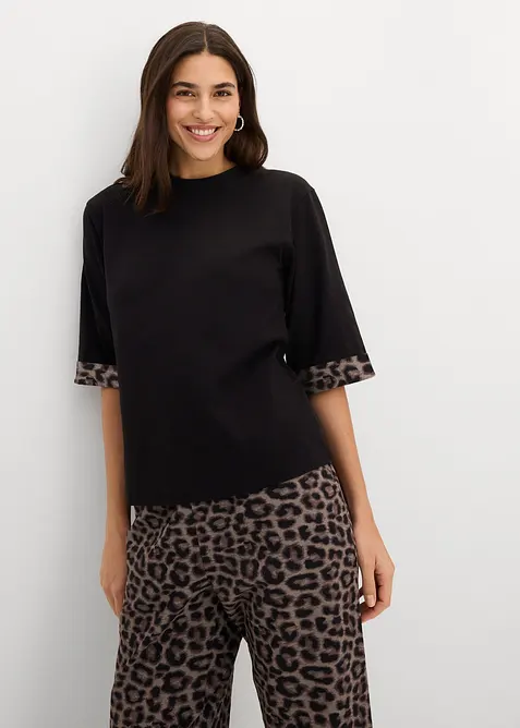 Sweatshirt med leopardm&ouml;nster i bomullsmix, bonprix