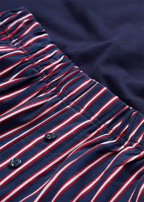 Kort pyjamas i bomull med v&auml;vd byxa, bonprix
