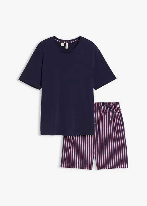Kort pyjamas i bomull med v&auml;vd byxa, bonprix