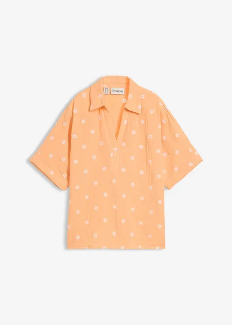 Kort&auml;rmad blus i luftig muslin, bonprix