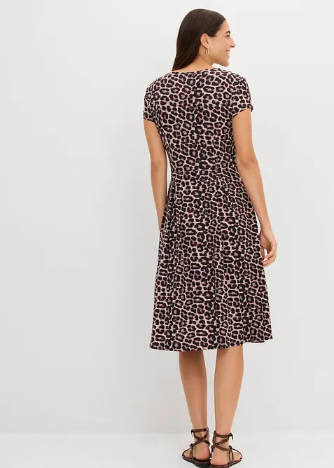 Leopardm&ouml;nstrad jerseykl&auml;nning, bonprix