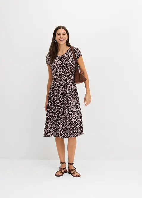 Leopardm&ouml;nstrad jerseykl&auml;nning, bonprix