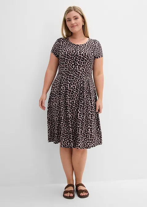 Leopardm&ouml;nstrad jerseykl&auml;nning, bonprix