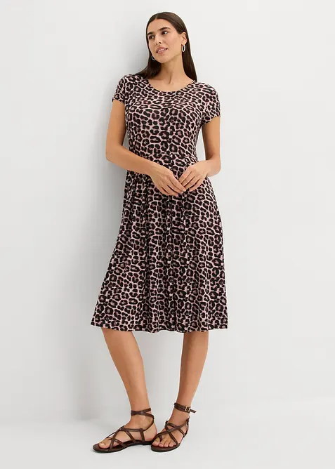 Leopardm&ouml;nstrad jerseykl&auml;nning, bonprix