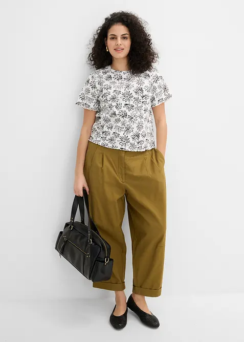 Kort T-shirt i bomullsmix, bonprix