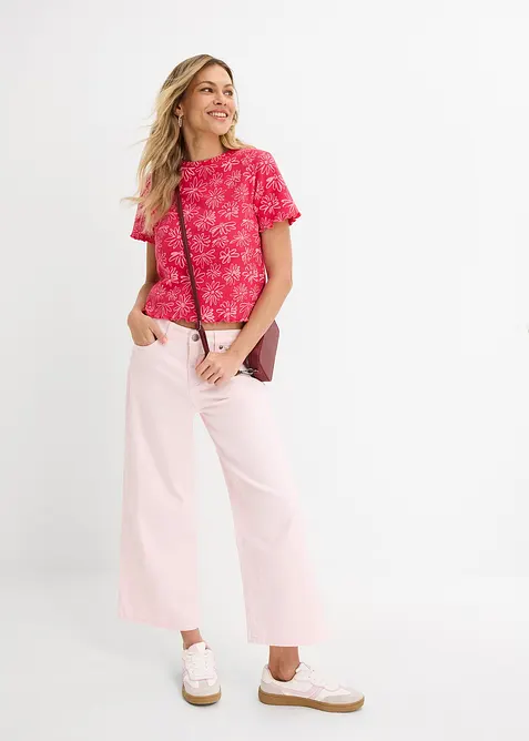 Kort T-shirt i bomullsmix, bonprix