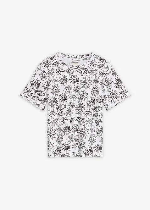 Kort T-shirt i bomullsmix, bonprix