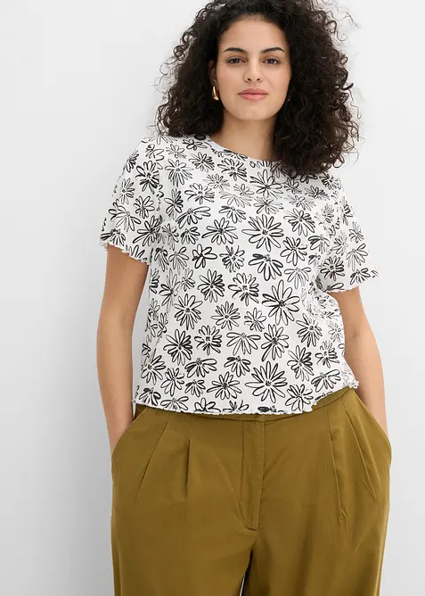 Kort T-shirt i bomullsmix, bonprix