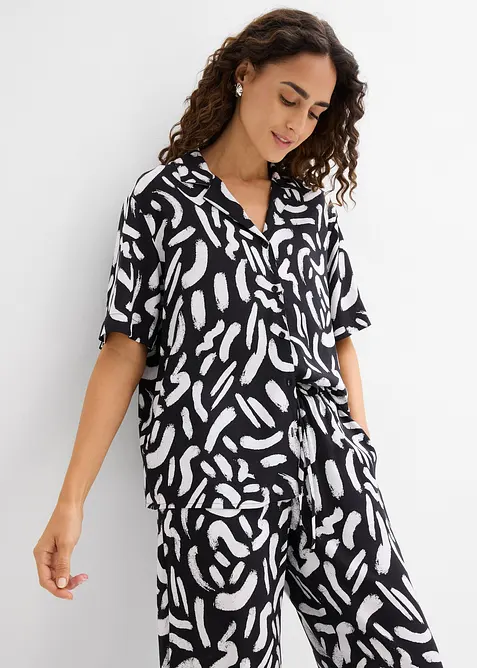 Skjortblus i f&ouml;ljsam viskos, bonprix