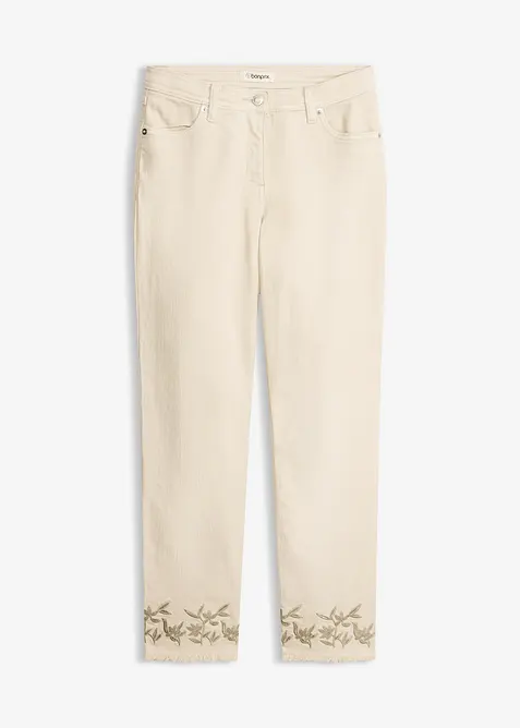 Twillbyxa med broderi, bonprix
