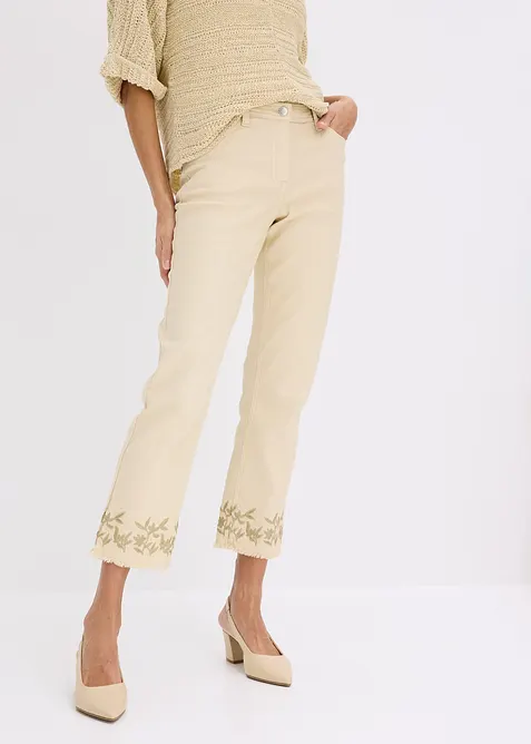 Twillbyxa med broderi, bonprix