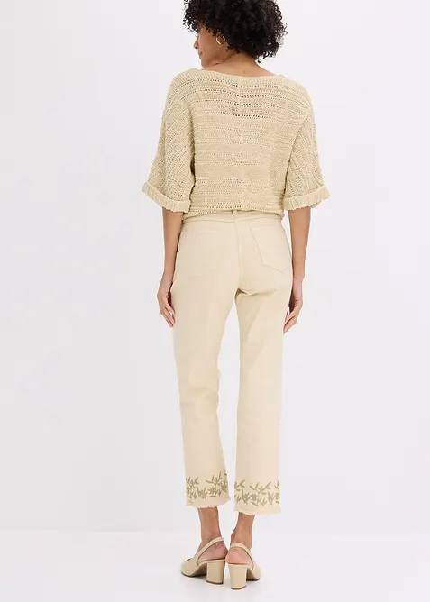Twillbyxa med broderi, bonprix