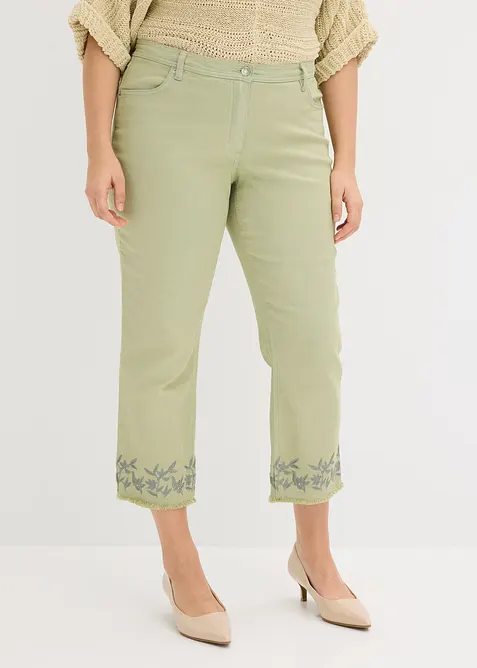 Twillbyxa med broderi, bonprix