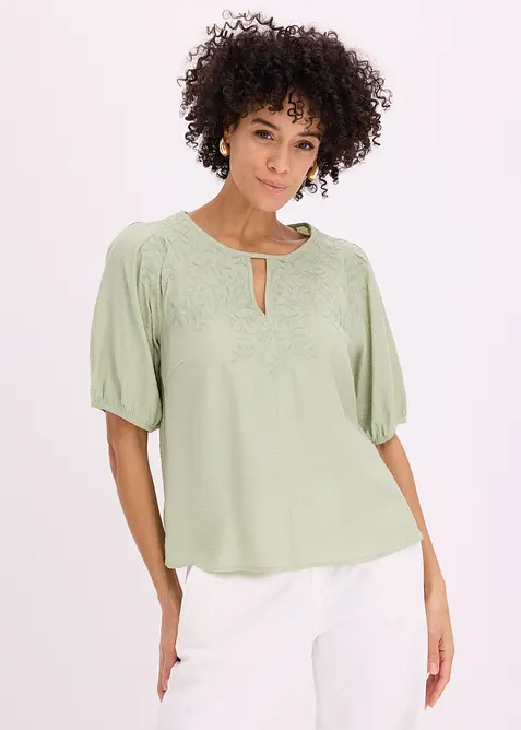 L&auml;tt transparent blustunika med broderi, bonprix