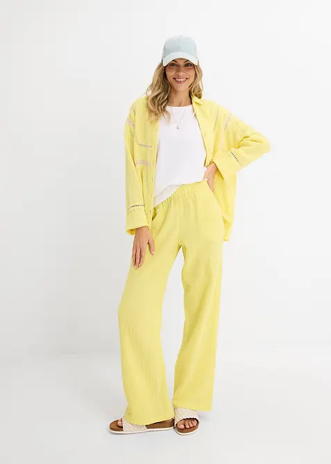 Dra p&aring;-byxa i muslin, bonprix