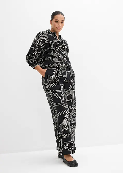 Vid byxa i viskosmix, bonprix