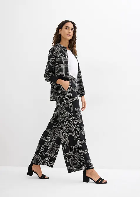 Vid byxa i viskosmix, bonprix