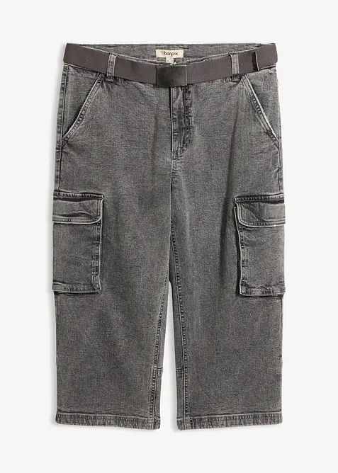 Cargo Stretch 3/4-Jeans med sk&auml;rp, Relaxed Fit, bonprix