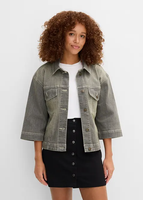 Jeansjacka med 3/4-&auml;rm, bonprix