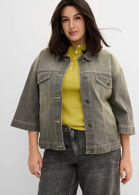 Jeansjacka med 3/4-&auml;rm, bonprix