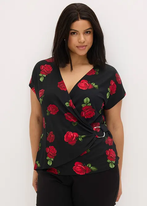 M&ouml;nstrad topp i mjuk viskosmix, bonprix