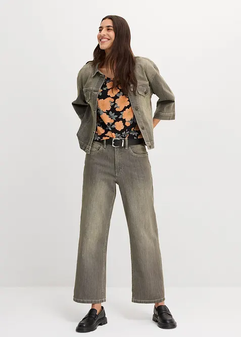 Wide Leg Jeans High Waist, cropped, bonprix