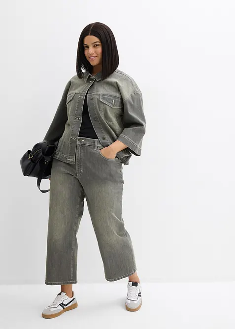 Wide Leg Jeans High Waist, cropped, bonprix