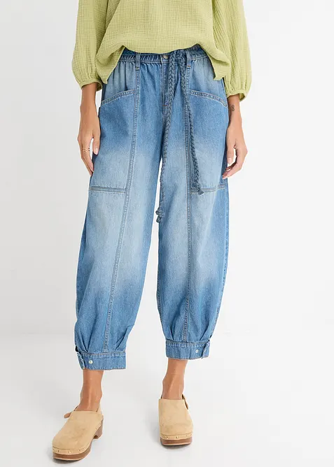 Barrel-jeans Mid Waist, res&aring;rlinning, bonprix