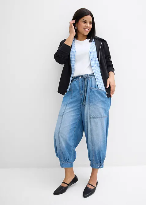 Barrel-jeans Mid Waist, res&aring;rlinning, bonprix