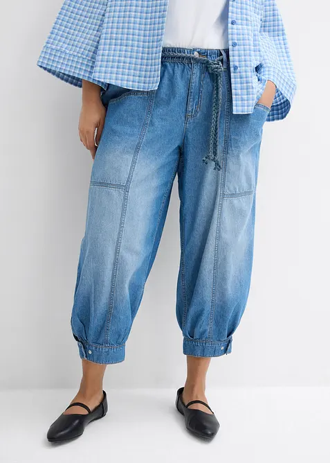 Barrel-jeans Mid Waist, res&aring;rlinning, bonprix