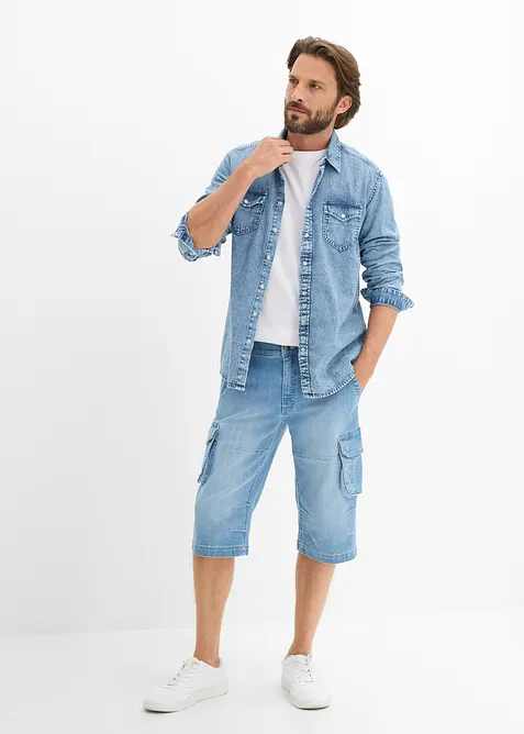 Tunna Jeansbermudas med res&aring;rmidja, Regular Fit, bonprix