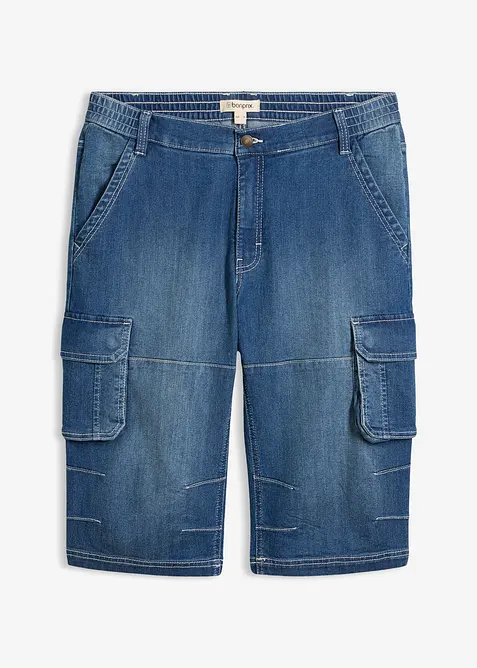 Tunna jeansshorts i cargomodell med res&aring;rmidja, Regular Fit, bonprix