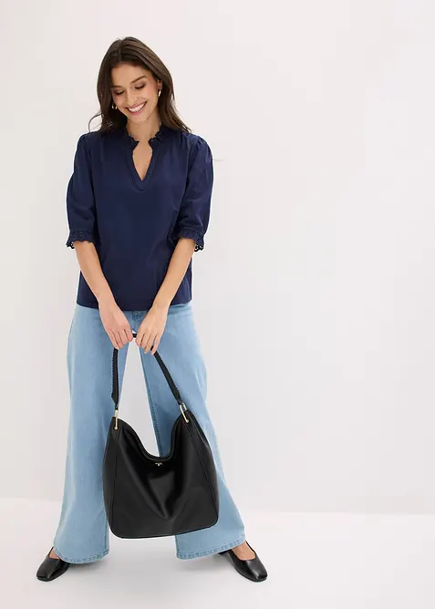 L&aring;ng&auml;rmad topp av bomull, bonprix