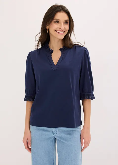 L&aring;ng&auml;rmad topp av bomull, bonprix