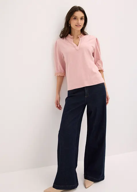 L&aring;ng&auml;rmad topp av bomull, bonprix