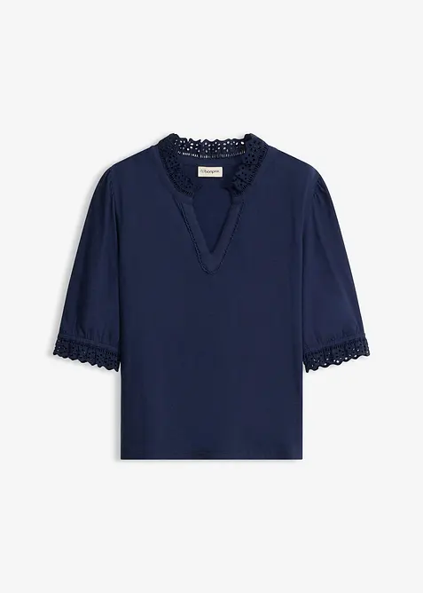 L&aring;ng&auml;rmad topp av bomull, bonprix