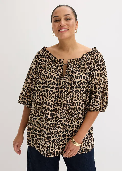 Kort&auml;rmad blus av ekologisk bomull, bonprix