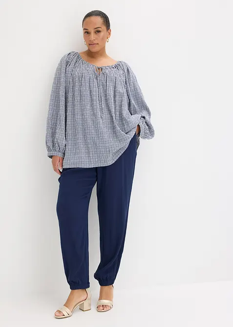 Rutig blus i b&auml;ckeb&ouml;lja, bonprix