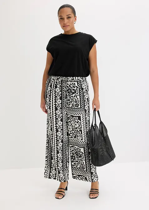 Dra p&aring;-byxa av viskos med mjukt fall, bonprix