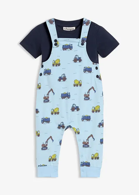 T-shirt och snickarbyxa i ekologisk bomull (2 delar), bonprix