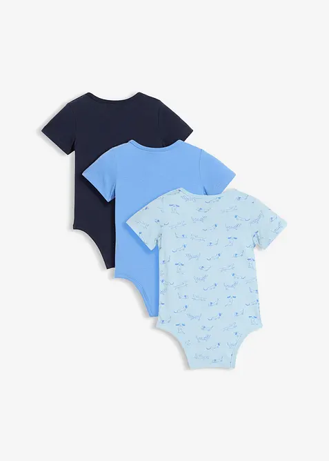 Body med korta &auml;rmar, av ekologisk bomull (3-pack), bonprix