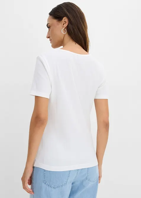 Ribbstickad topp med ekologisk bomull (2-pack), bonprix