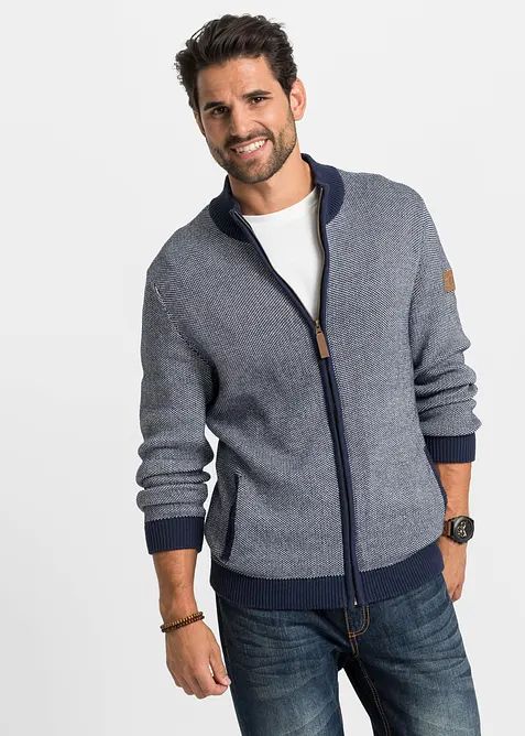 Grovstickad cardigan i bomull, bonprix