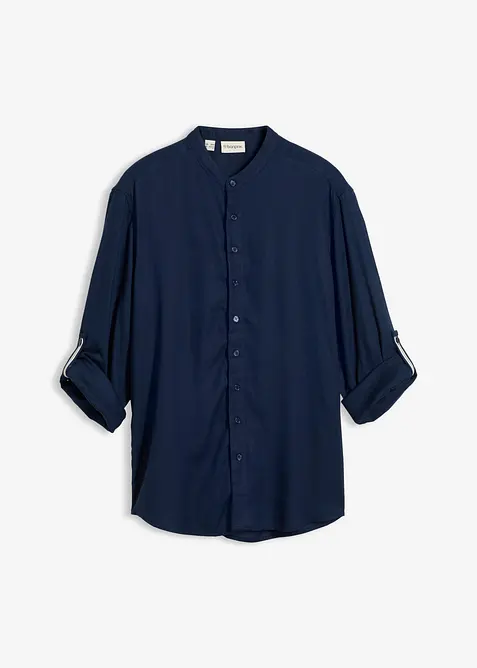 L&aring;ng&auml;rmad skjorta i svalkande viskos och linne, bonprix