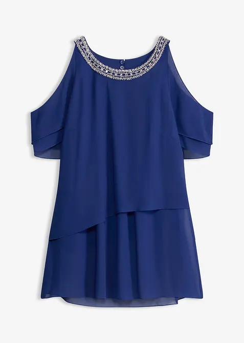 Blus i fintr&aring;dig chiffong med stenapplikation, bonprix